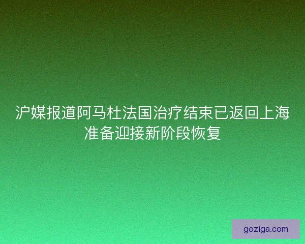 沪媒报道阿马杜法国治疗结束已返回上海准备迎接新阶段恢复