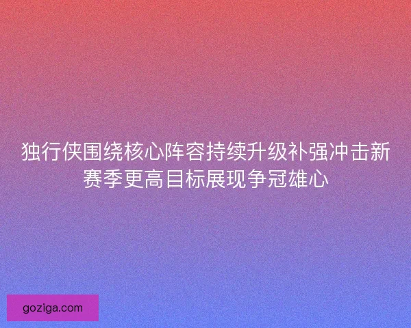 独行侠围绕核心阵容持续升级补强冲击新赛季更高目标展现争冠雄心